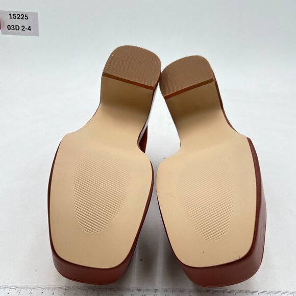 Brown Retro Square Toe Platform Chunky High Heel Slip-On Shoes - Picture 8 of 9